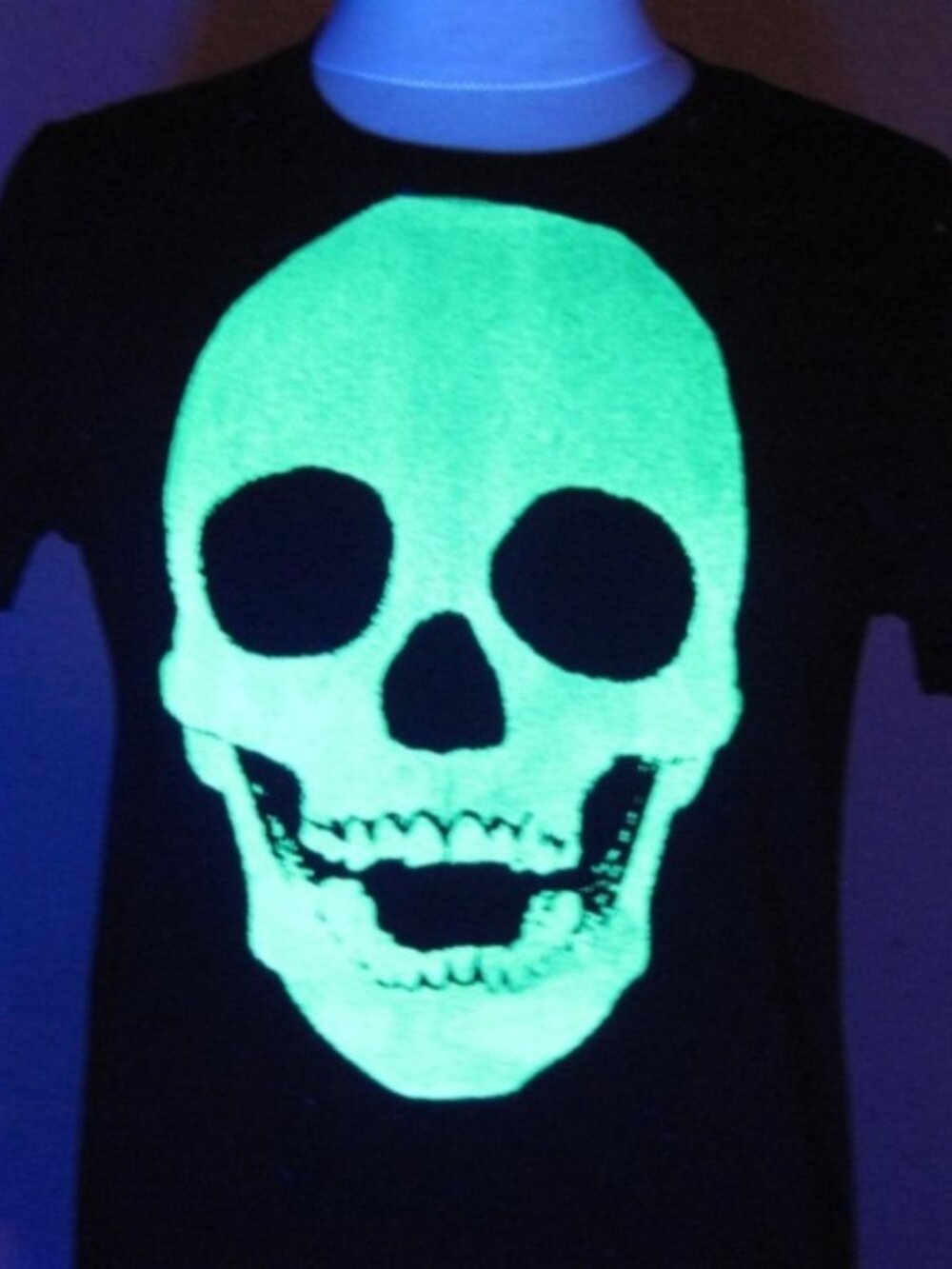 Laughing Skull glow in the dark t-shirt Women's Size M or XL Black